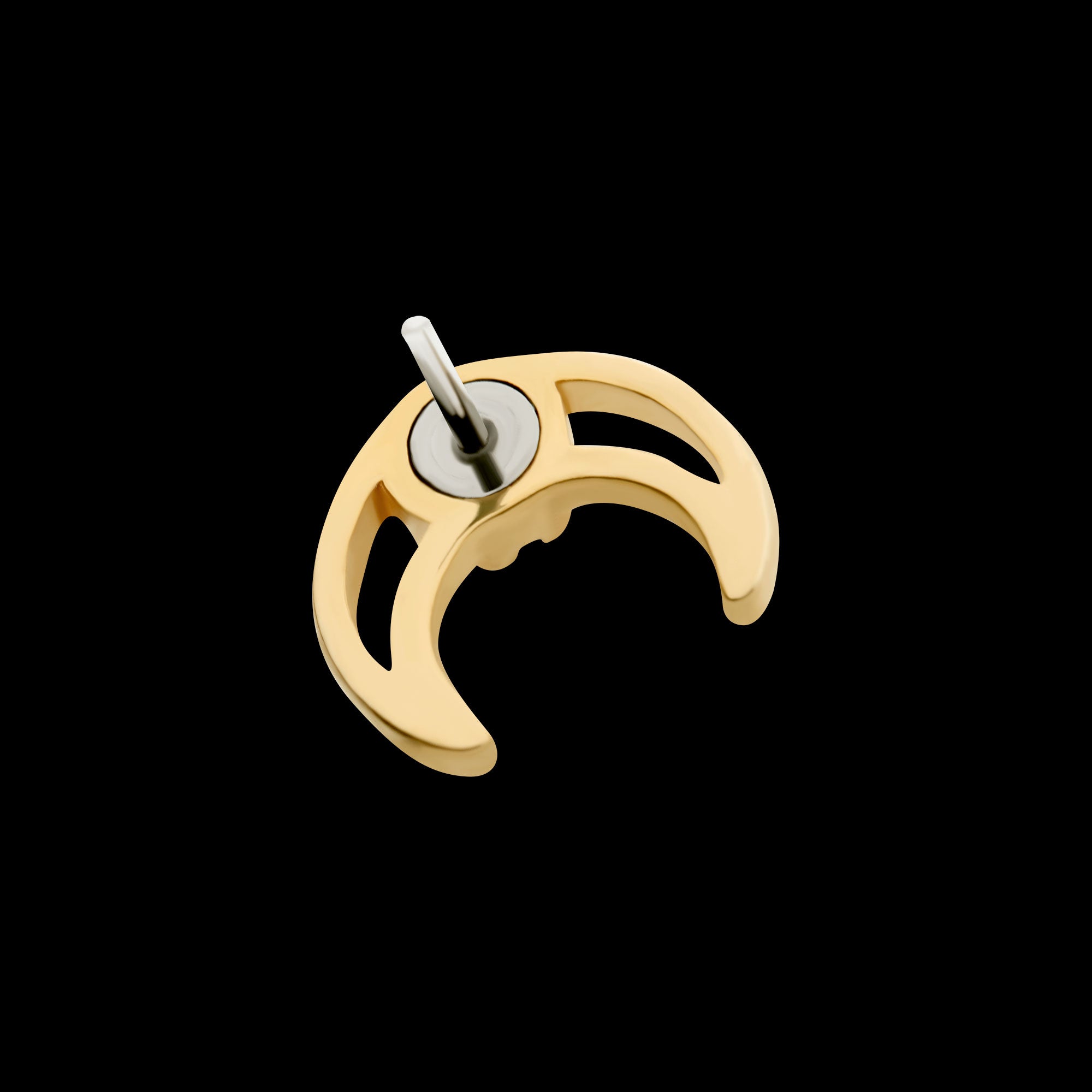 CZ/Opal Crescent Moon Flatback Stud Earring / Nosering - Opal & CZ & Opal & CZ in 14Kt Yellow Gold