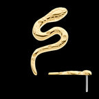 Snake Flatback Stud Earring / Nosering - 14Kt Yellow Gold