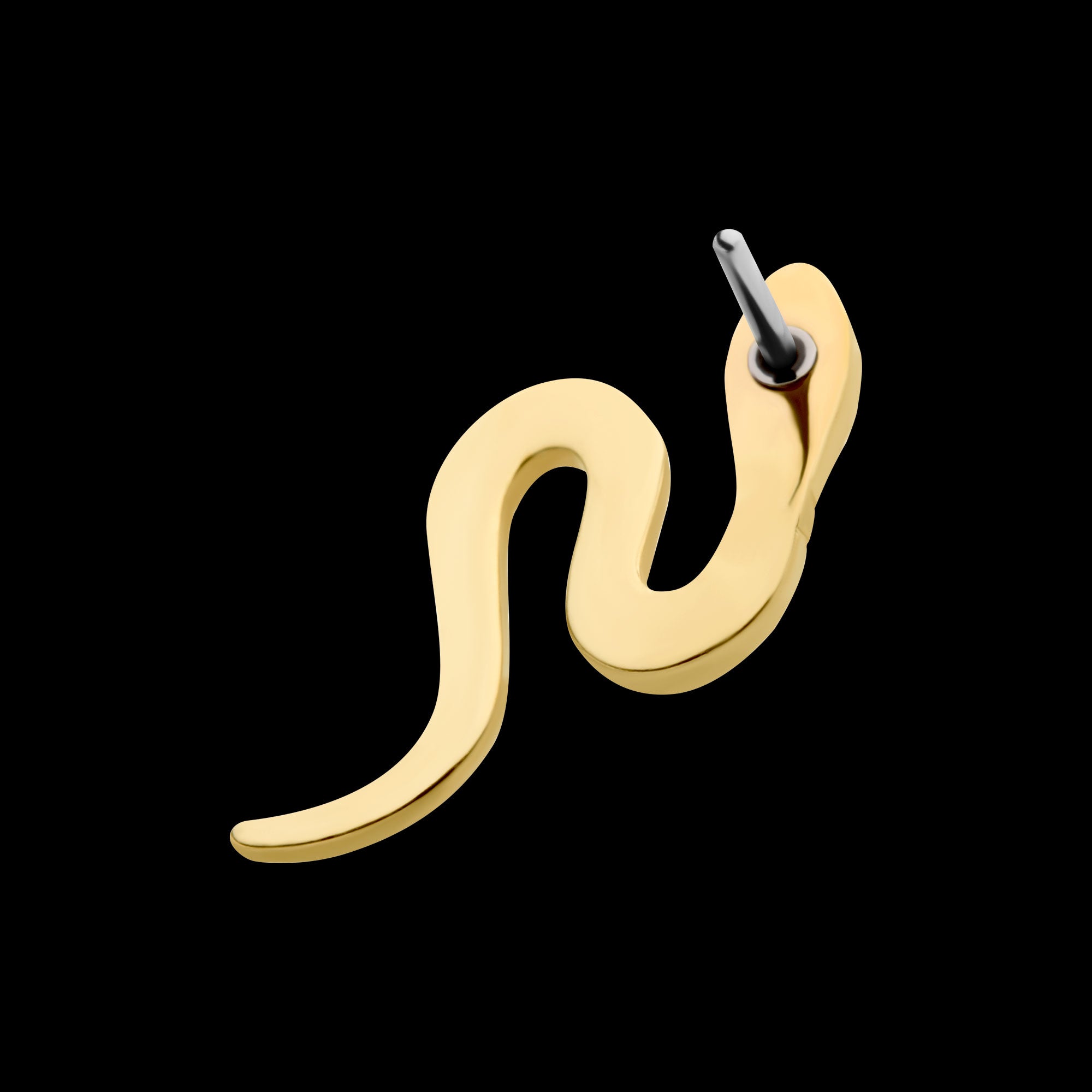 Snake Flatback Stud Earring / Nosering - 14Kt Yellow Gold