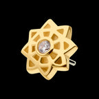 Bezel Set Gem/Opal Mandala Flower Flatback Stud Earring / Nosering - Opal in 14Kt Yellow Gold
