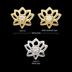 Lotus Flower with Prong Set Gem Flatback Stud Earring / Nosering - Gem in 14Kt Gold