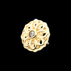 Mandala Flower with Bezel Gem Flatback Stud Earring / Nosering - Gem in 14Kt Gold