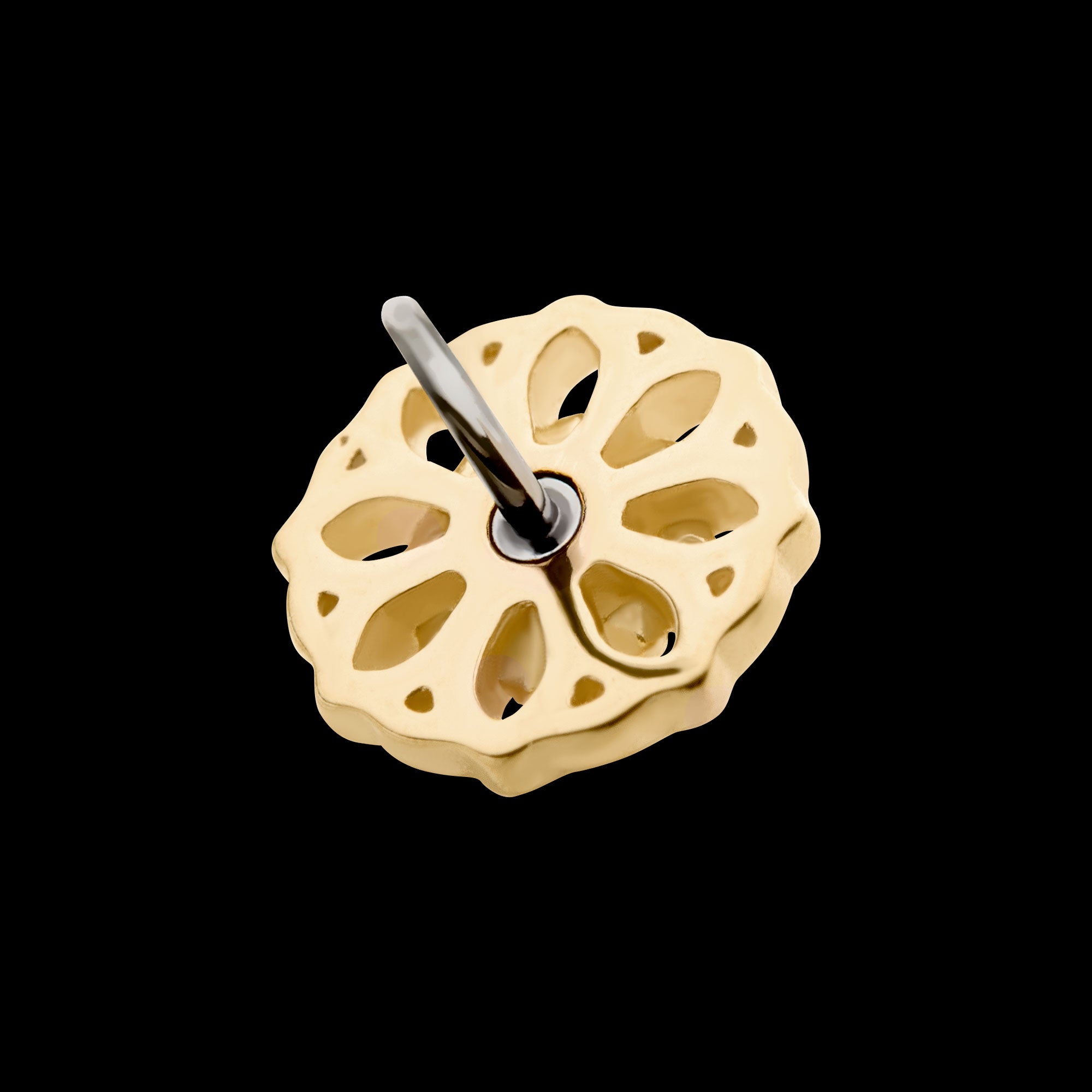 Mandala Flower Flatback Stud Earring / Nosering - 14Kt Yellow Gold