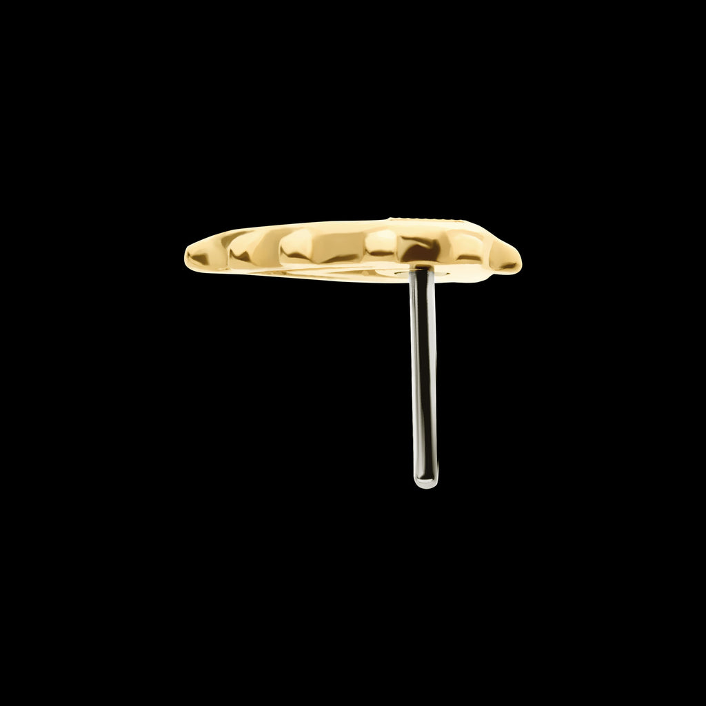 Beaded Edge Teardrop Flatback Stud Earring / Nosering - 14Kt Yellow Gold