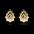 Bezel Set Gem/Opal Beaded Edge Teardrop Flatback Stud Earring / Nosering - Opal in 14Kt Yellow Gold