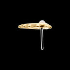 Bezel Set Gem/Opal Beaded Edge Teardrop Flatback Stud Earring / Nosering - Opal in 14Kt Yellow Gold