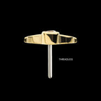 Bezel Set Gem/Opal Petal Flatback Stud Earring / Nosering - Opal in 14Kt Yellow Gold
