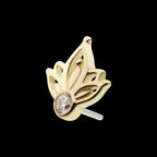 Bezel Set Gem/Opal Petal Flatback Stud Earring / Nosering - Opal in 14Kt Yellow Gold