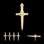 Dagger with Bezel Gem/Opal Flatback Stud Earring / Nosering - Opal in 14Kt Gold
