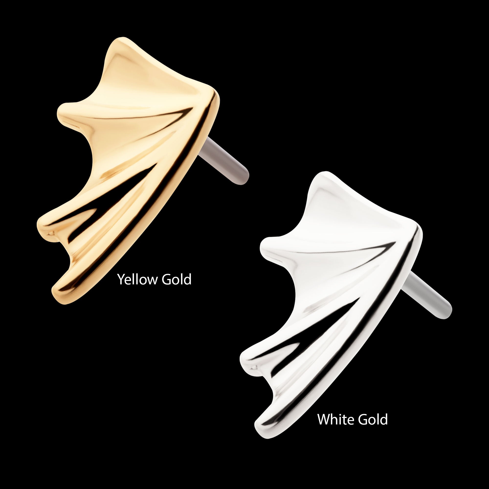 Bat Wing (Right Ear) Flatback Stud Earring / Nosering - 14Kt Gold