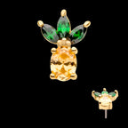 Prong Set Marquise & Oval CZ Pineapple Flatback Stud Earring / Nosering - CZ in 14Kt Yellow Gold