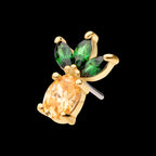 Prong Set Marquise & Oval CZ Pineapple Flatback Stud Earring / Nosering - CZ in 14Kt Yellow Gold