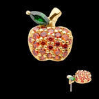 Prong Set Marquise & Round CZ Apple Flatback Stud Earring / Nosering - CZ in 14Kt Yellow Gold