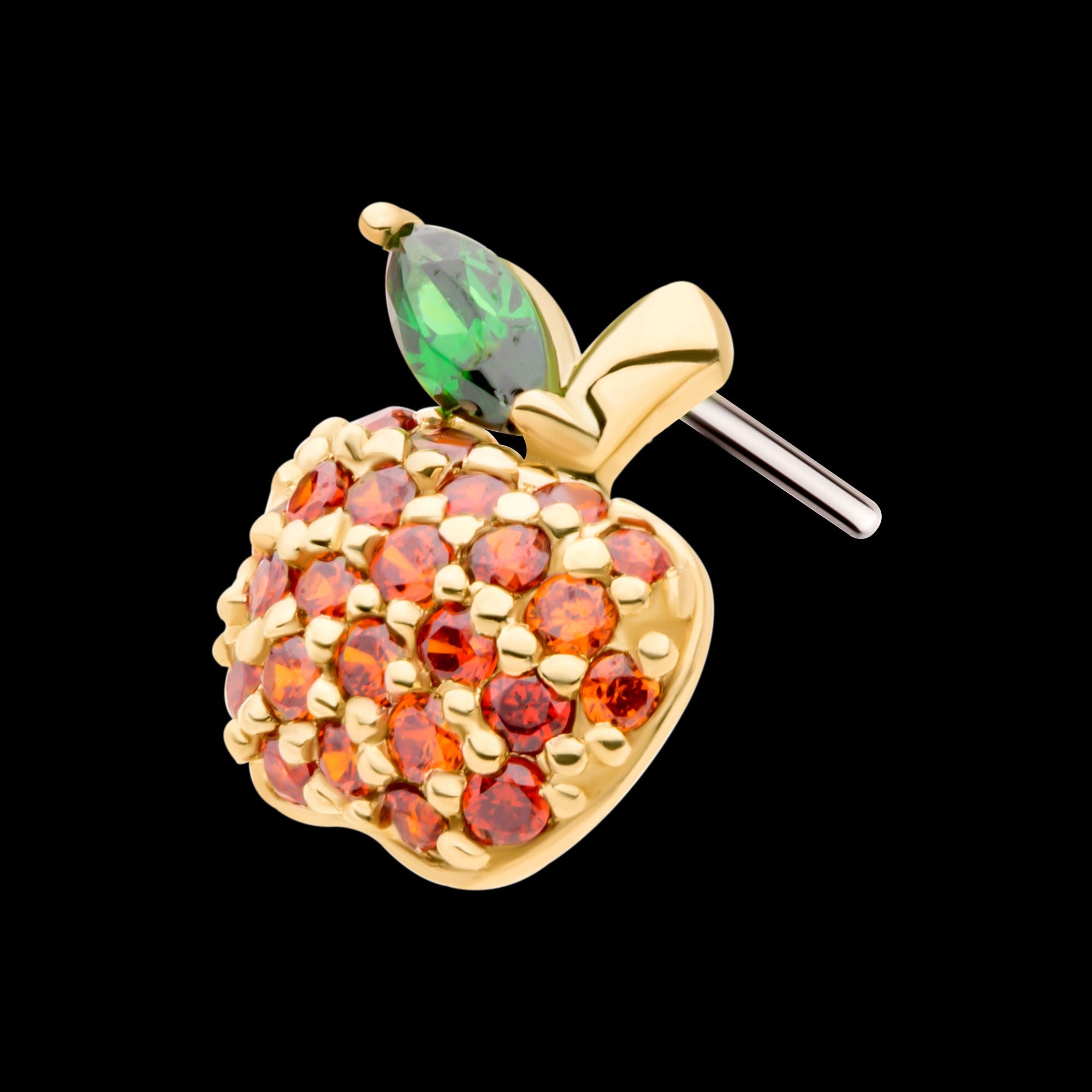 Prong Set Marquise & Round CZ Apple Flatback Stud Earring / Nosering - CZ in 14Kt Yellow Gold