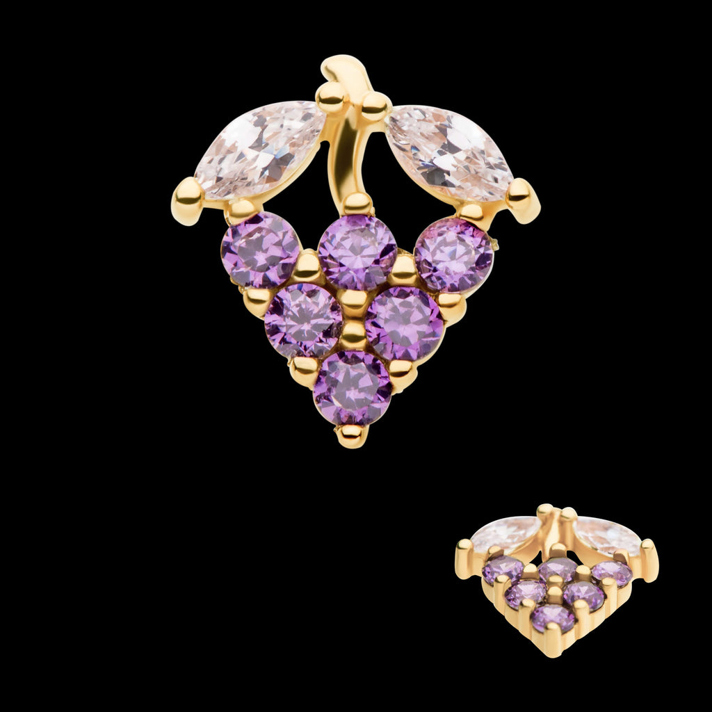 Prong Set Marquise & Round CZ Grape Flatback Stud Earring / Nosering - CZ in 14Kt Yellow Gold