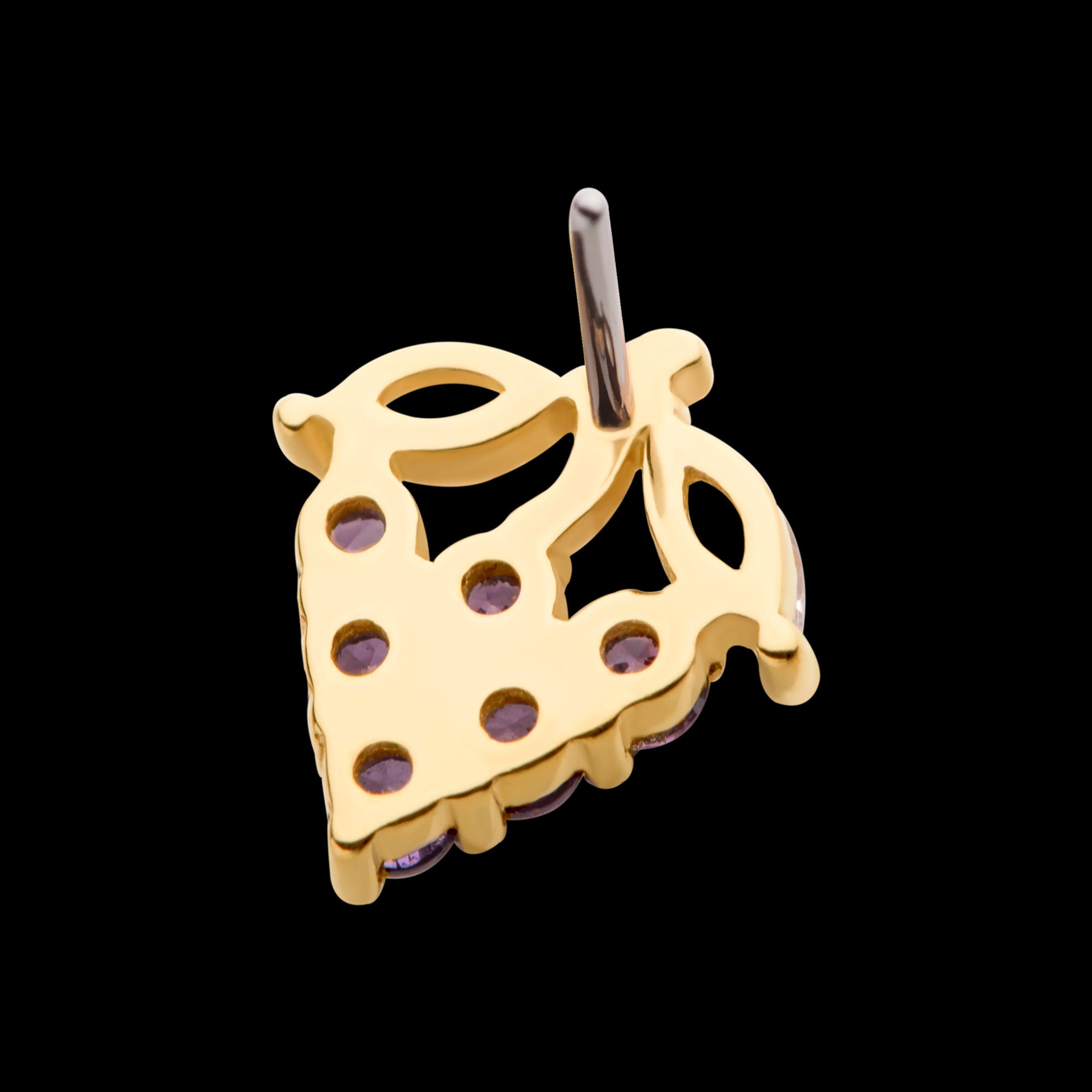 Prong Set Marquise & Round CZ Grape Flatback Stud Earring / Nosering - CZ in 14Kt Yellow Gold