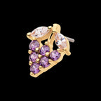 Prong Set Marquise & Round CZ Grape Flatback Stud Earring / Nosering - CZ in 14Kt Yellow Gold