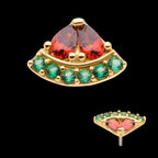 Prong Set & Round CZ Watermelon Flatback Stud Earring / Nosering - CZ in 14Kt Yellow Gold