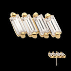 Baguette CZ 4-Cluster Flatback Stud Earring / Nosering - CZ in 14Kt Yellow Gold