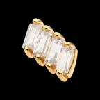 Baguette CZ 4-Cluster Flatback Stud Earring / Nosering - CZ in 14Kt Yellow Gold