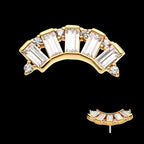 Round & Baguette CZ 5-Cluster Flatback Stud Earring / Nosering - CZ in 14Kt Yellow Gold