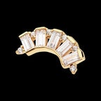 Round & Baguette CZ 5-Cluster Flatback Stud Earring / Nosering - CZ in 14Kt Yellow Gold