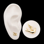 Flying Dove with CZ Flatback Stud Earring / Nosering - CZ in 14Kt Yellow Gold