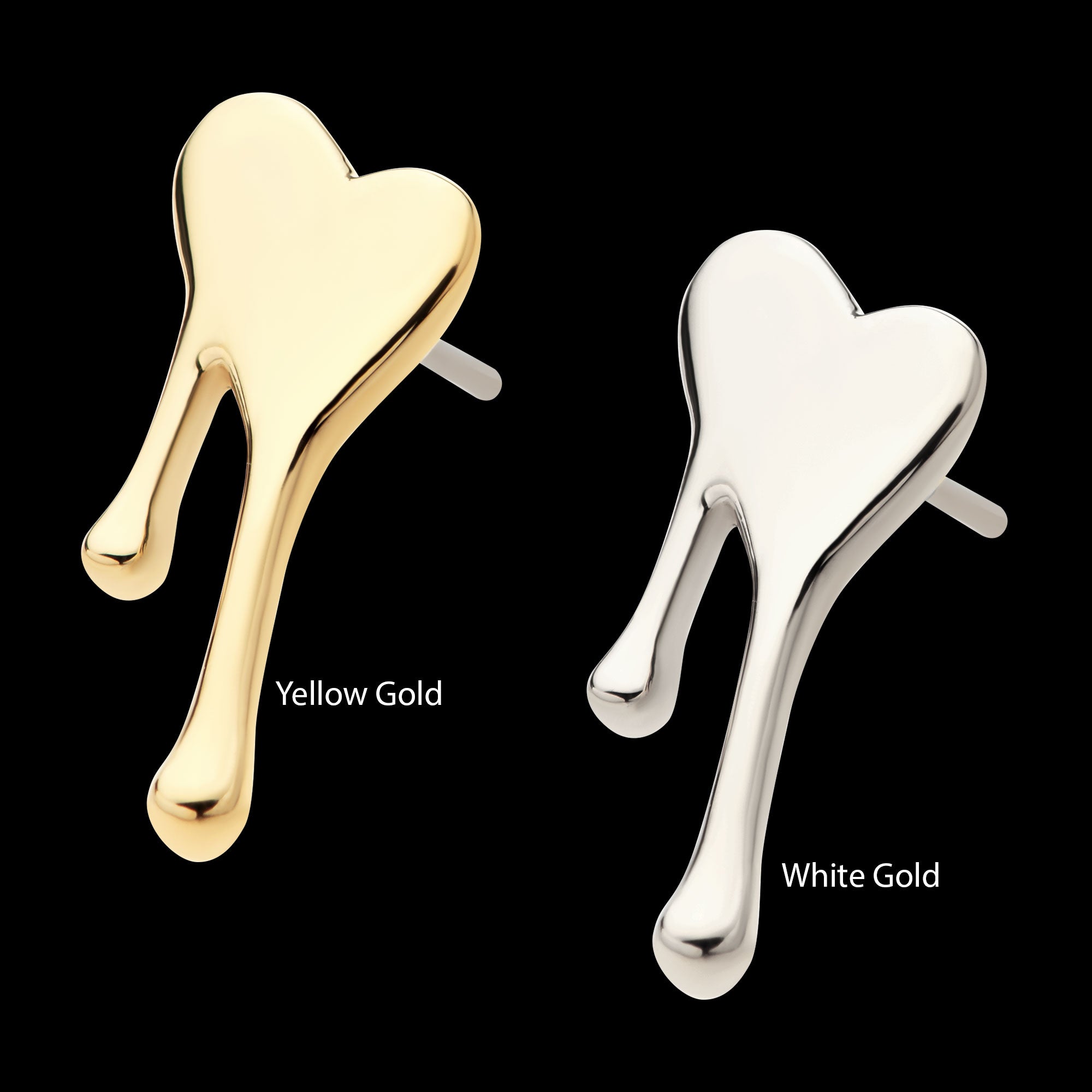 Bleeding Heart Flatback Stud Earring / Nosering - 14Kt Gold