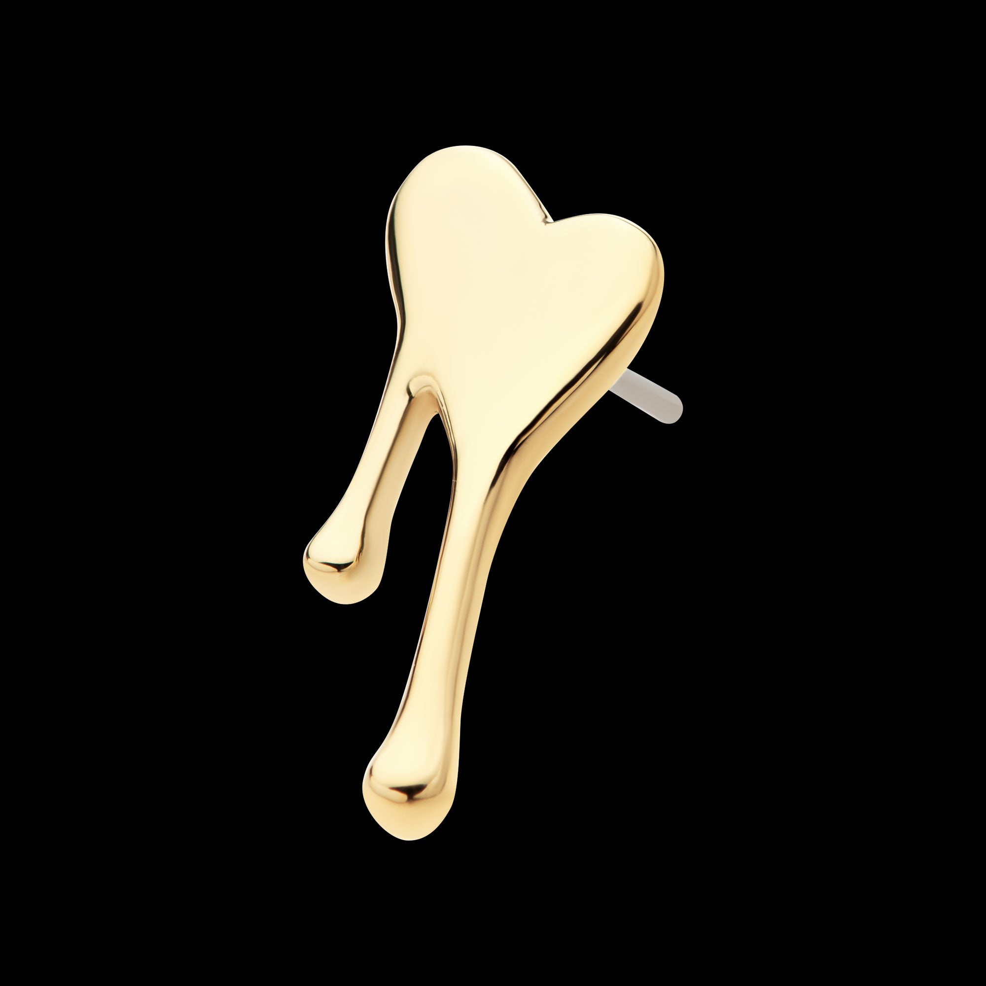 Bleeding Heart Flatback Stud Earring / Nosering - 14Kt Gold