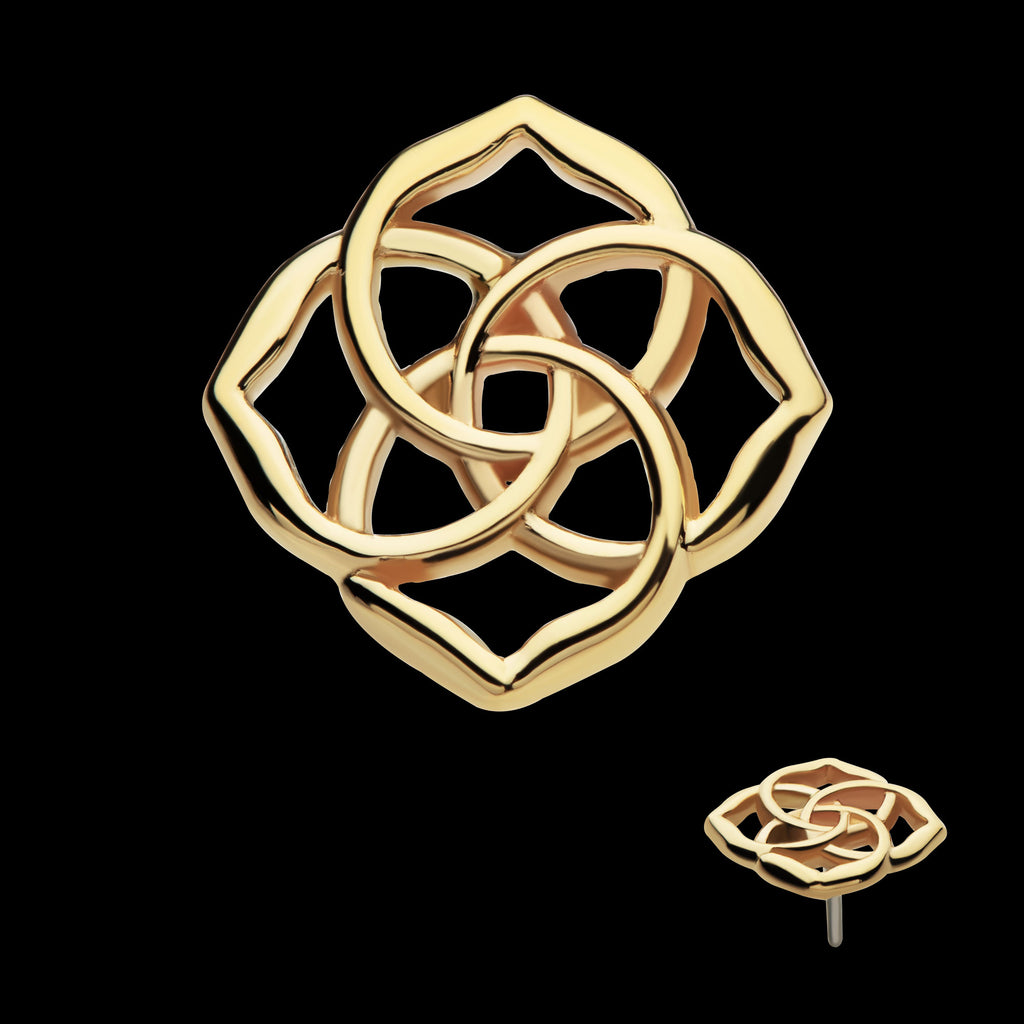 4 Pointed Celtic Knots Flatback Stud Earring / Nosering - 14Kt Yellow Gold