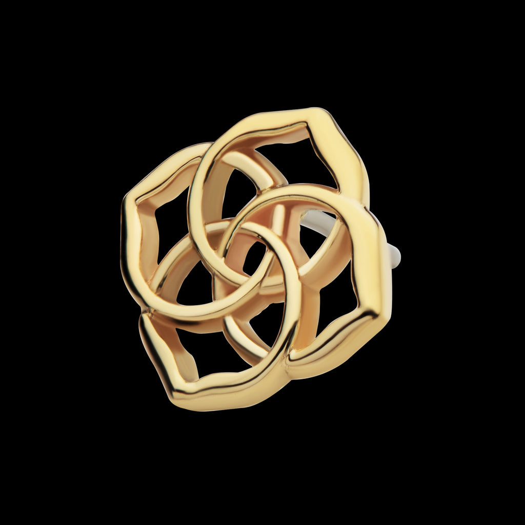 4 Pointed Celtic Knots Flatback Stud Earring / Nosering - 14Kt Yellow Gold