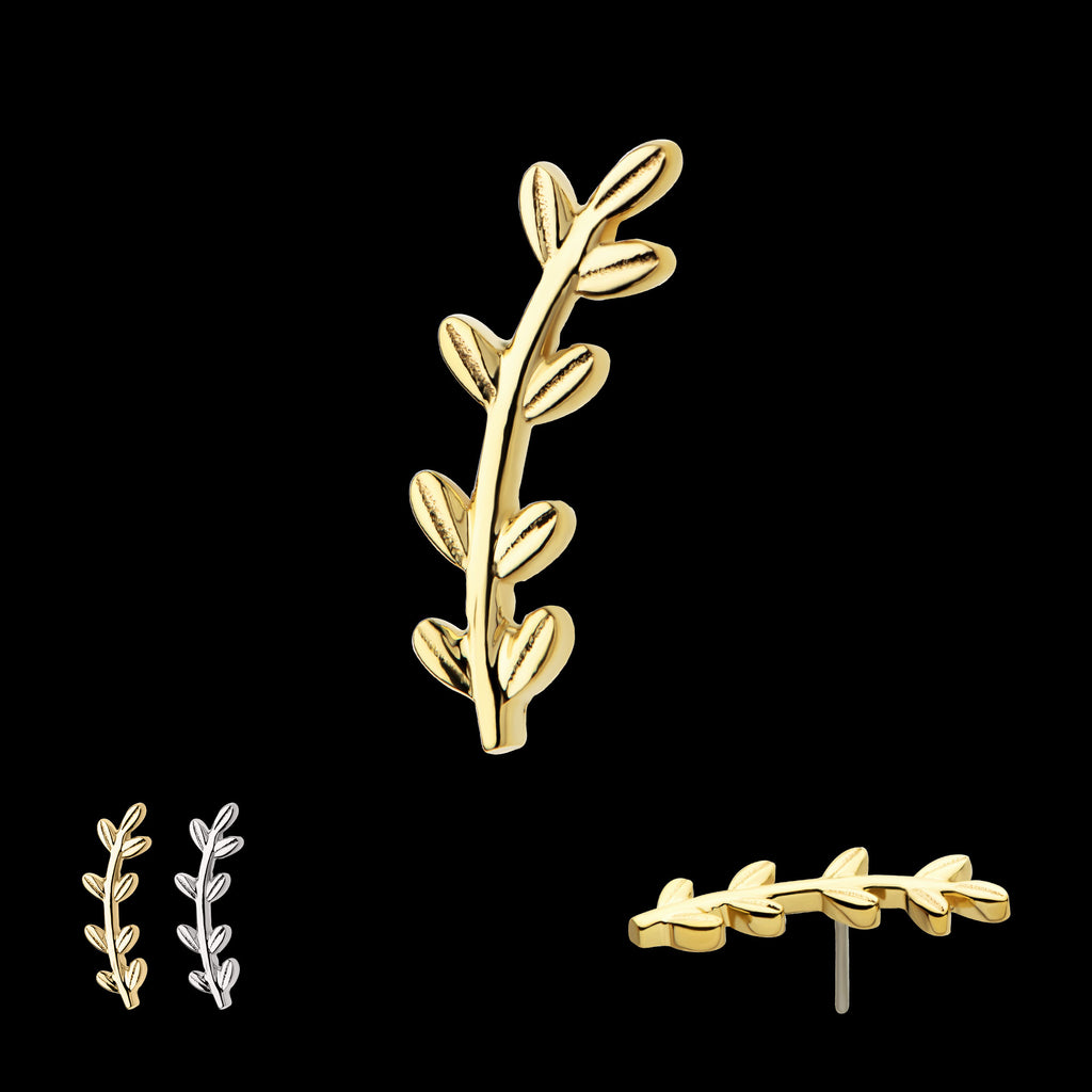 Leaf Flatback Stud Earring / Nosering - 14Kt Gold