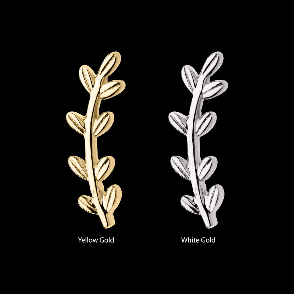 Leaf Flatback Stud Earring / Nosering - 14Kt Gold