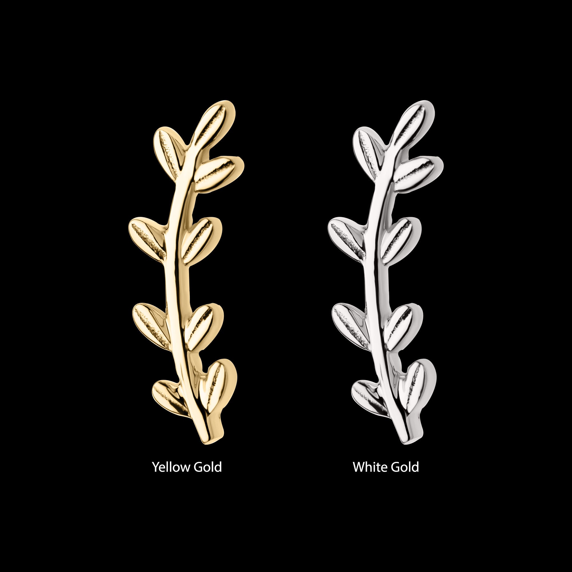 Leaf Flatback Stud Earring / Nosering - 14Kt Gold