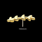 Leaf Flatback Stud Earring / Nosering - 14Kt Gold