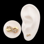 Infinity Symbol with CZ Flatback Stud Earring / Nosering - CZ in 14Kt Yellow Gold