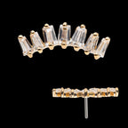 Prong Set Tapered Baguette Clear CZ Cluster Flatback Stud Earring / Nosering - Clear CZ in 14Kt Yellow Gold