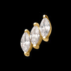 Staggered Cluster Prong Set Marquise Gem Flatback Stud Earring / Nosering - Gem in 14Kt Gold