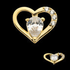 Cut Out Heart with Teardrop & Round CZ Flatback Stud Earring / Nosering - CZ in 14Kt Yellow Gold