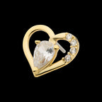 Cut Out Heart with Teardrop & Round CZ Flatback Stud Earring / Nosering - CZ in 14Kt Yellow Gold