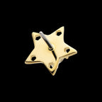 Star with Prong Set CZ/Opal Flatback Stud Earring / Nosering - Opal & CZ & Opal & CZ in 14Kt Yellow Gold