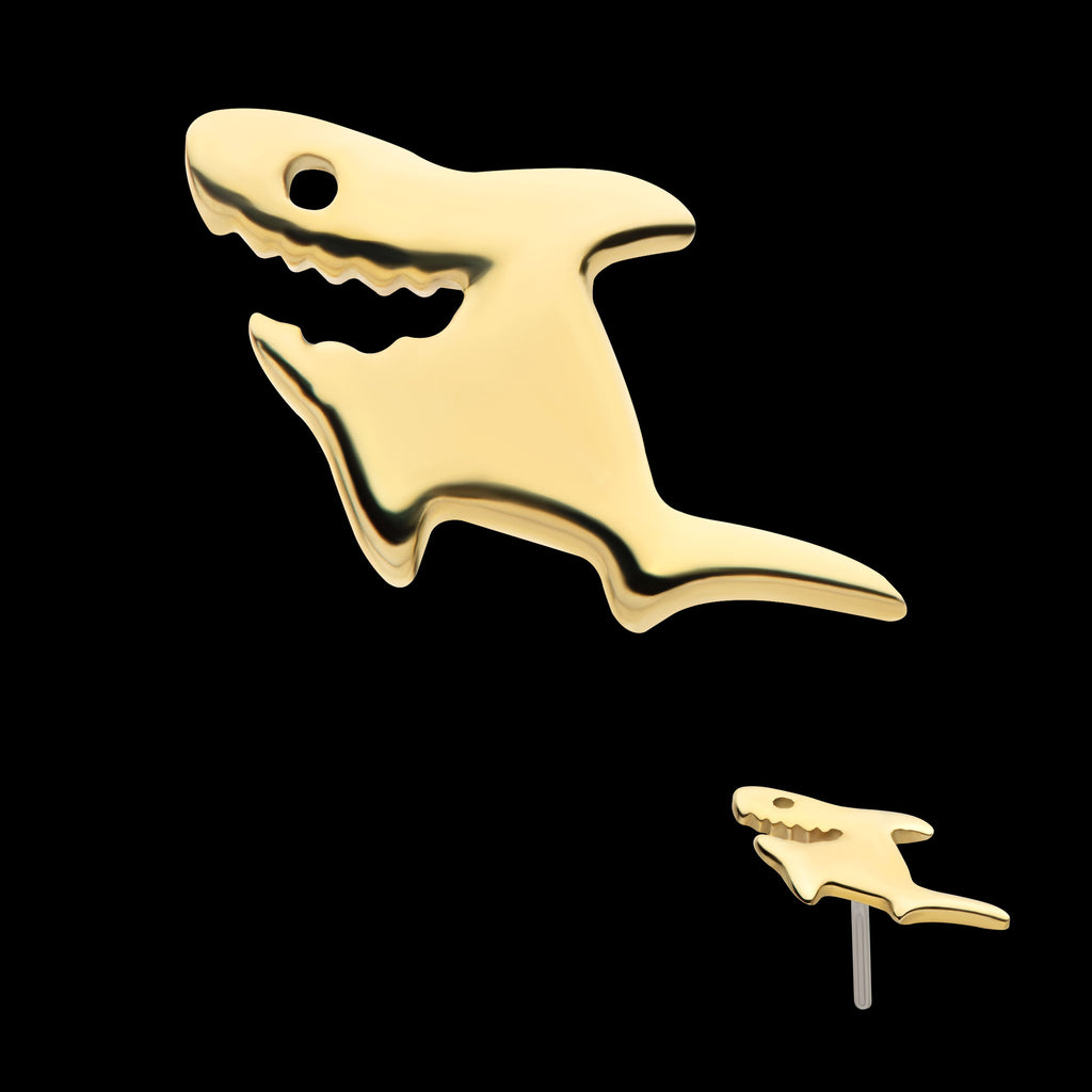 Shark Flatback Stud Earring / Nosering - 14Kt Yellow Gold