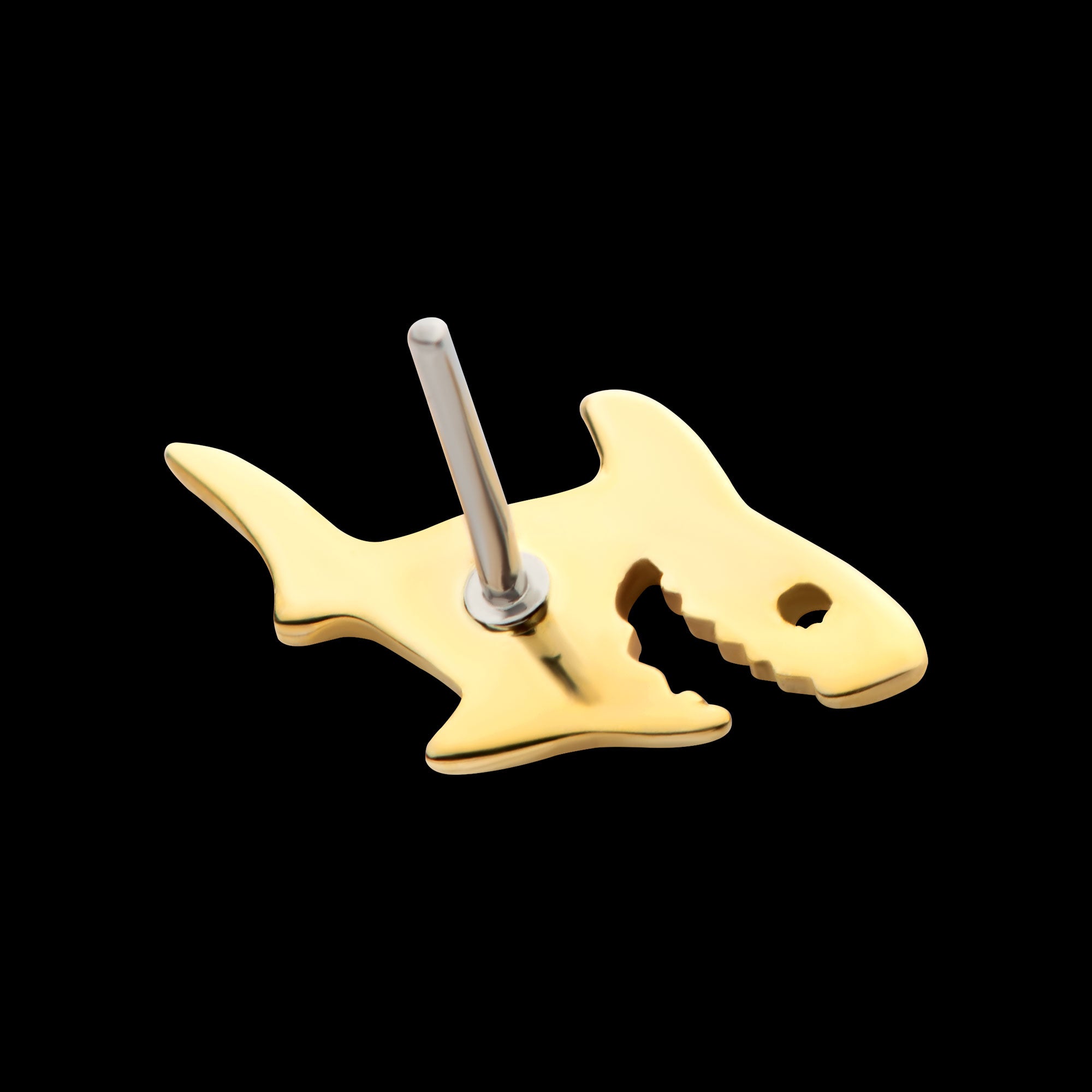 Shark Flatback Stud Earring / Nosering - 14Kt Yellow Gold
