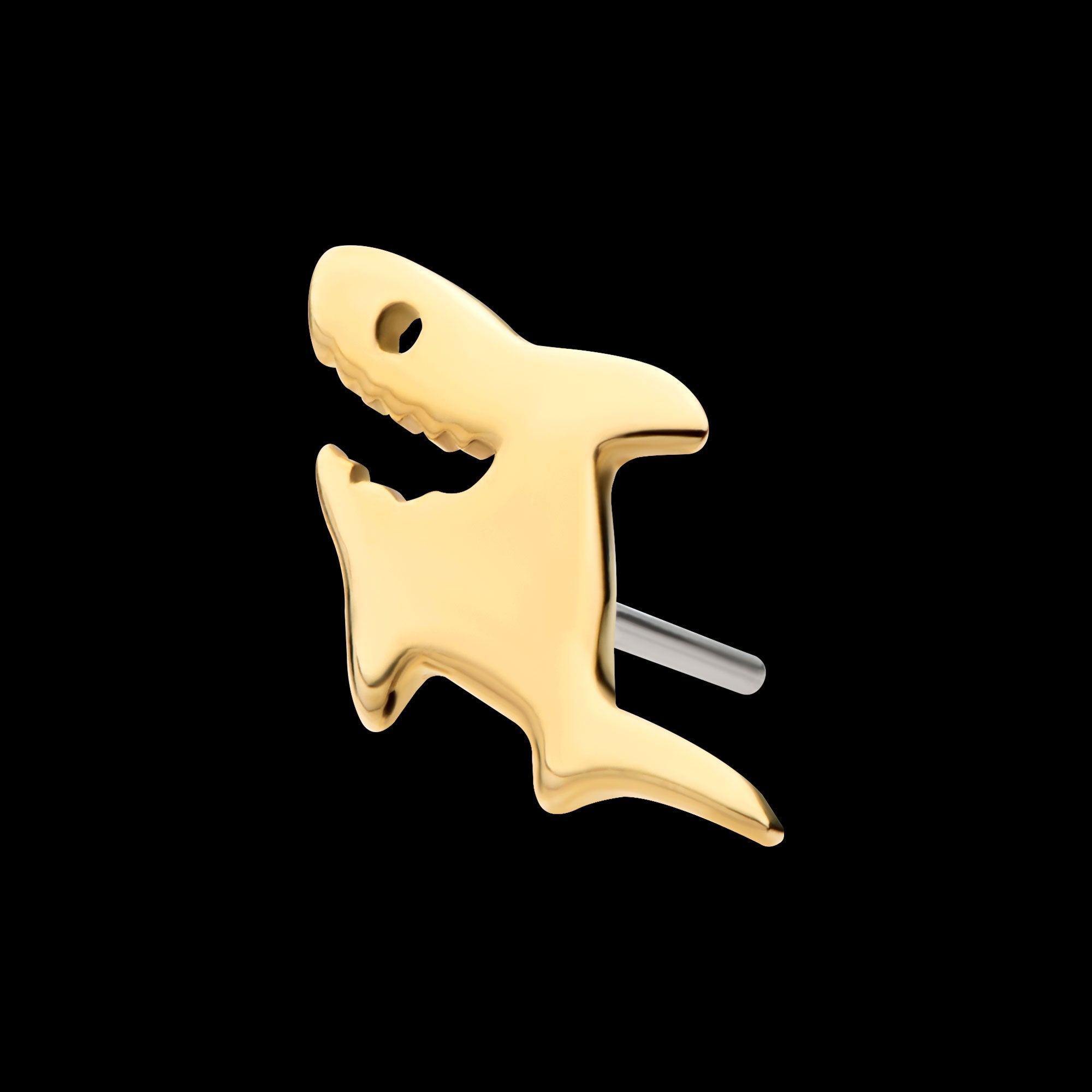 Shark Flatback Stud Earring / Nosering - 14Kt Yellow Gold