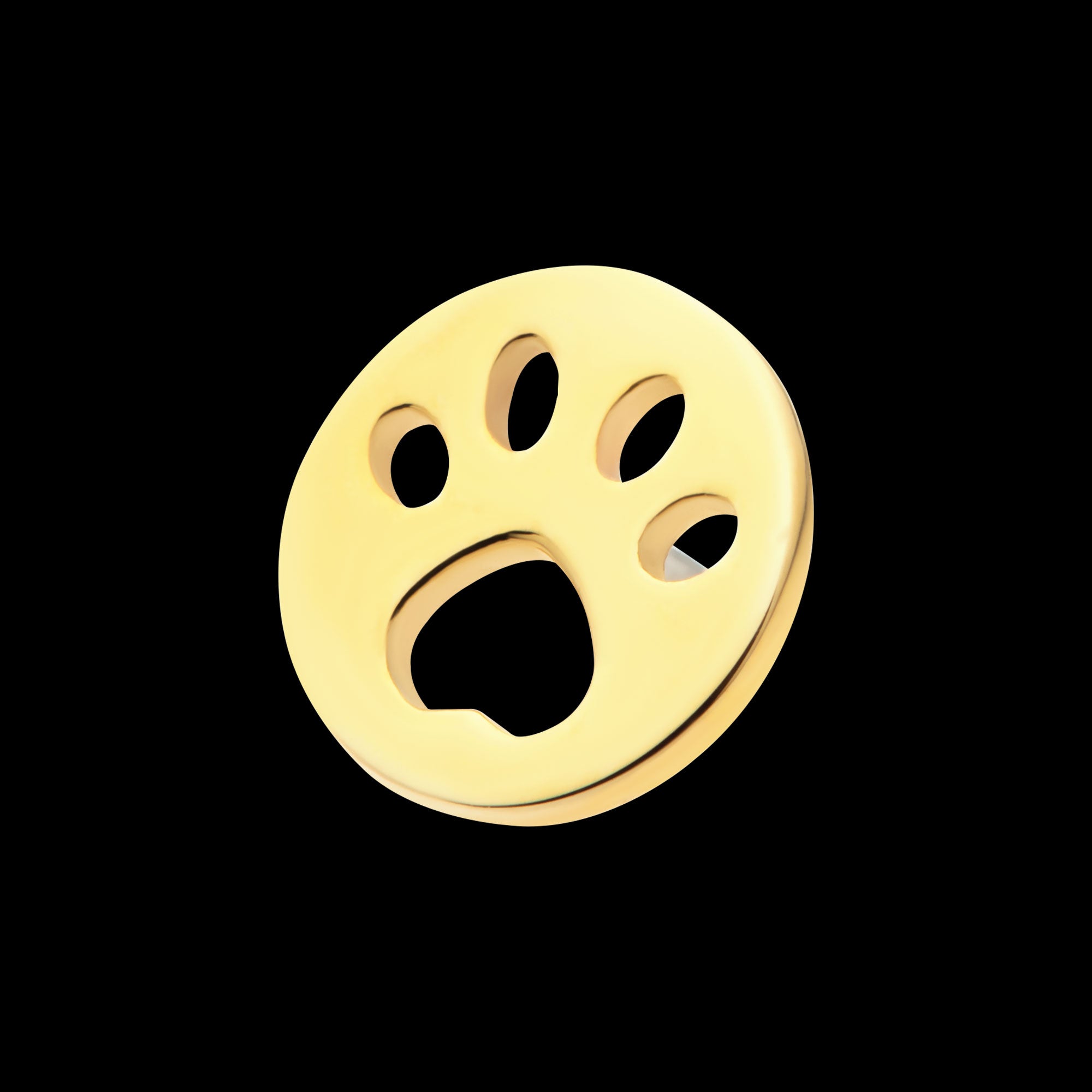 Cut Out Paw Flatback Stud Earring / Nosering - 14Kt Yellow Gold