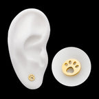 Cut Out Paw Flatback Stud Earring / Nosering - 14Kt Yellow Gold