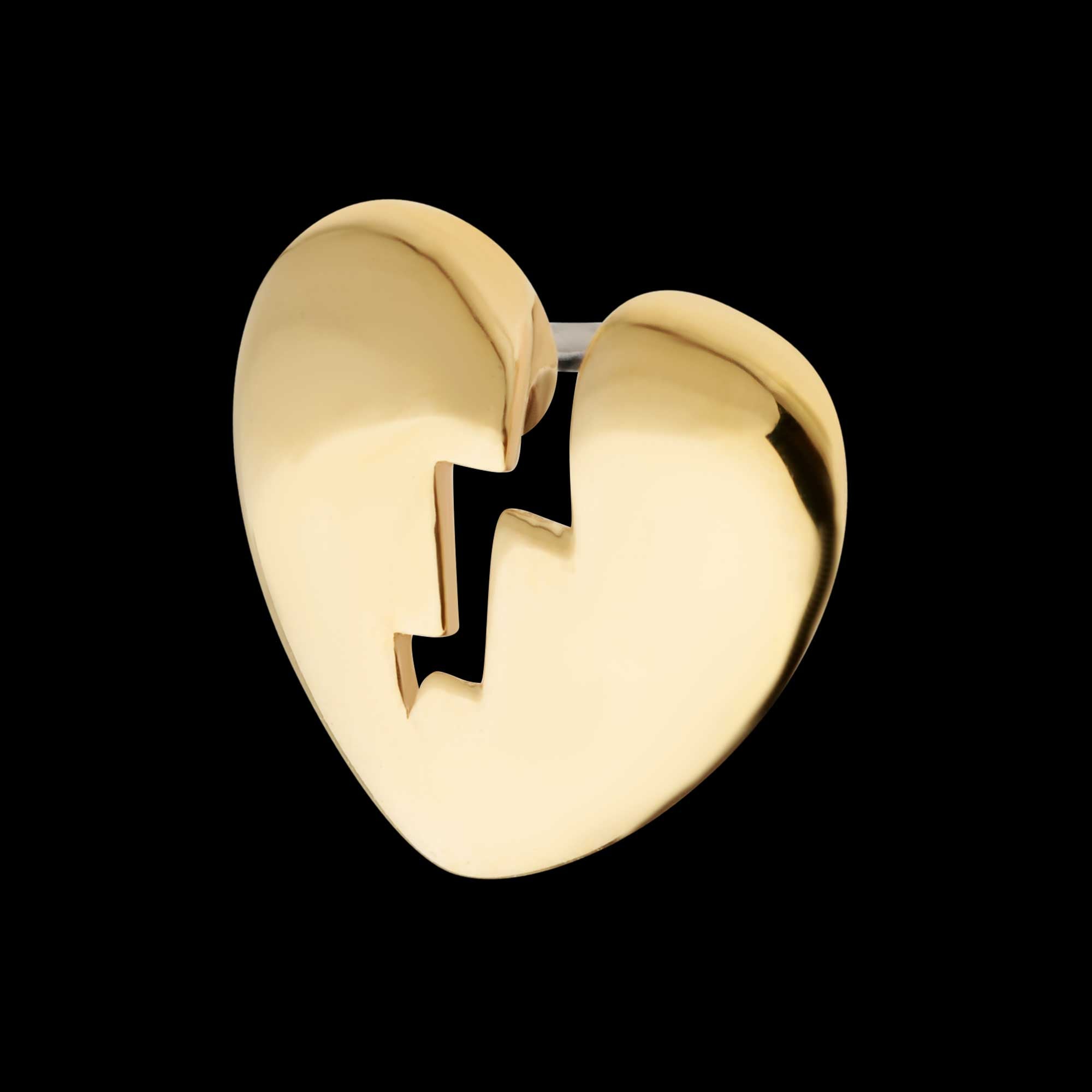 Broken Heart Flatback Stud Earring / Nosering - 14Kt Yellow Gold