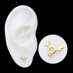 Prong Set 1.1mm Clear CZ Reindeer Flatback Stud Earring / Nosering - Clear CZ in 14Kt Yellow Gold
