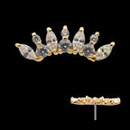 Prong Set Round & Marquise Clear CZ Cluster Flatback Stud Earring / Nosering - Clear CZ in 14Kt Yellow Gold