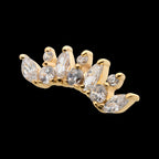 Prong Set Round & Marquise Clear CZ Cluster Flatback Stud Earring / Nosering - Clear CZ in 14Kt Yellow Gold